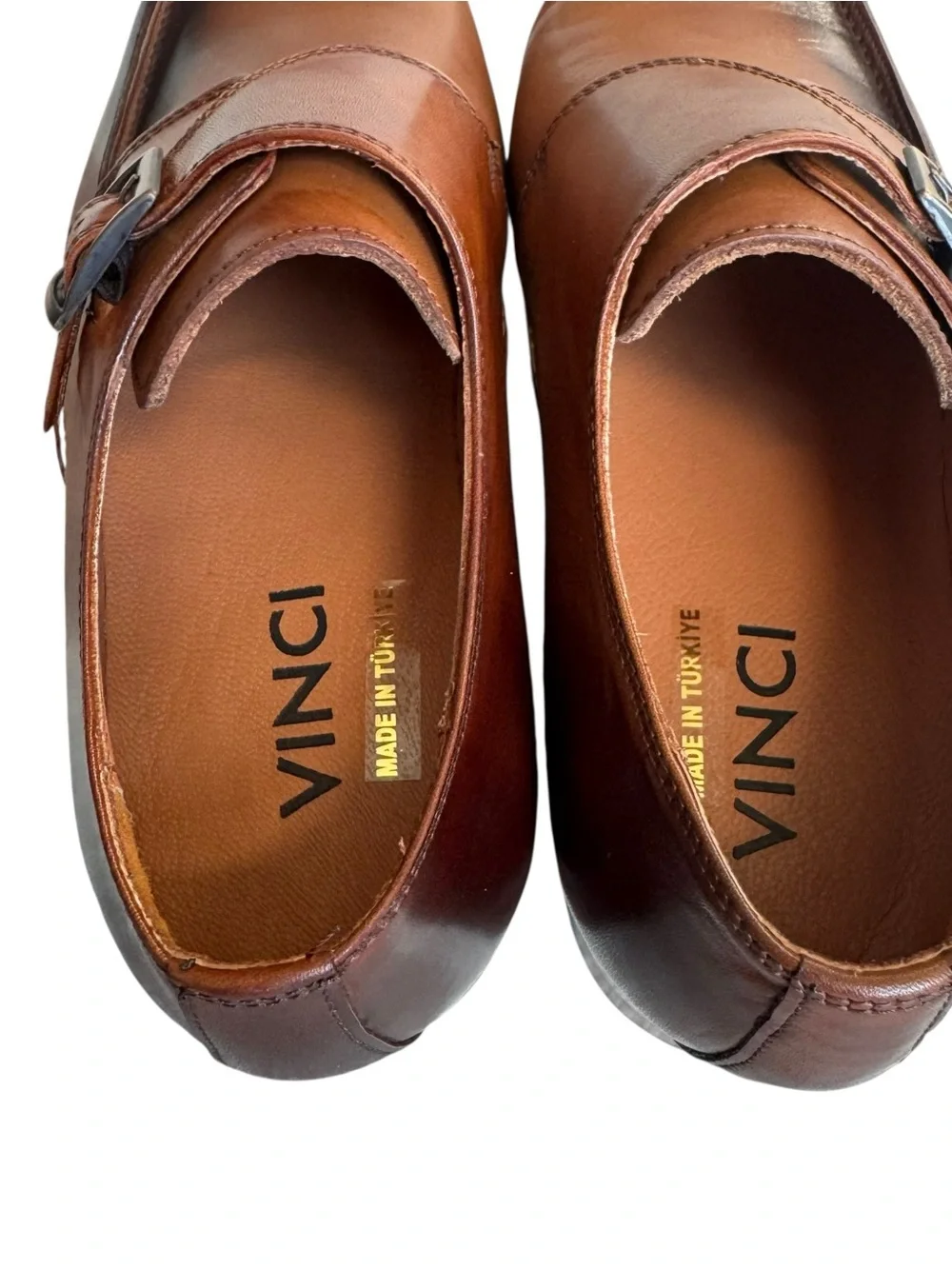 New Vinci Hagrid Tan Leather Single Monk Strap Handmade Men Shoe 44 EU (10.5/11)